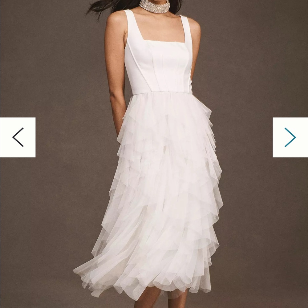 Anthropologie BHLDN Jada White Ruffle Dress